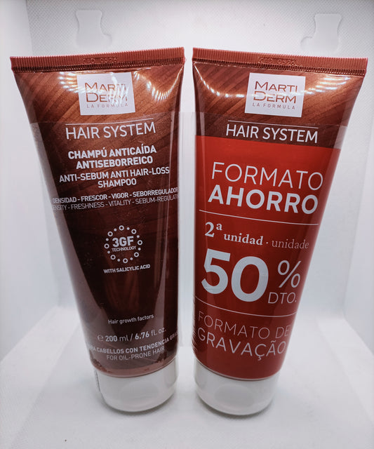 Martiderm Champú Anticaida Antiseborreico Hair System 3GF 200 ml